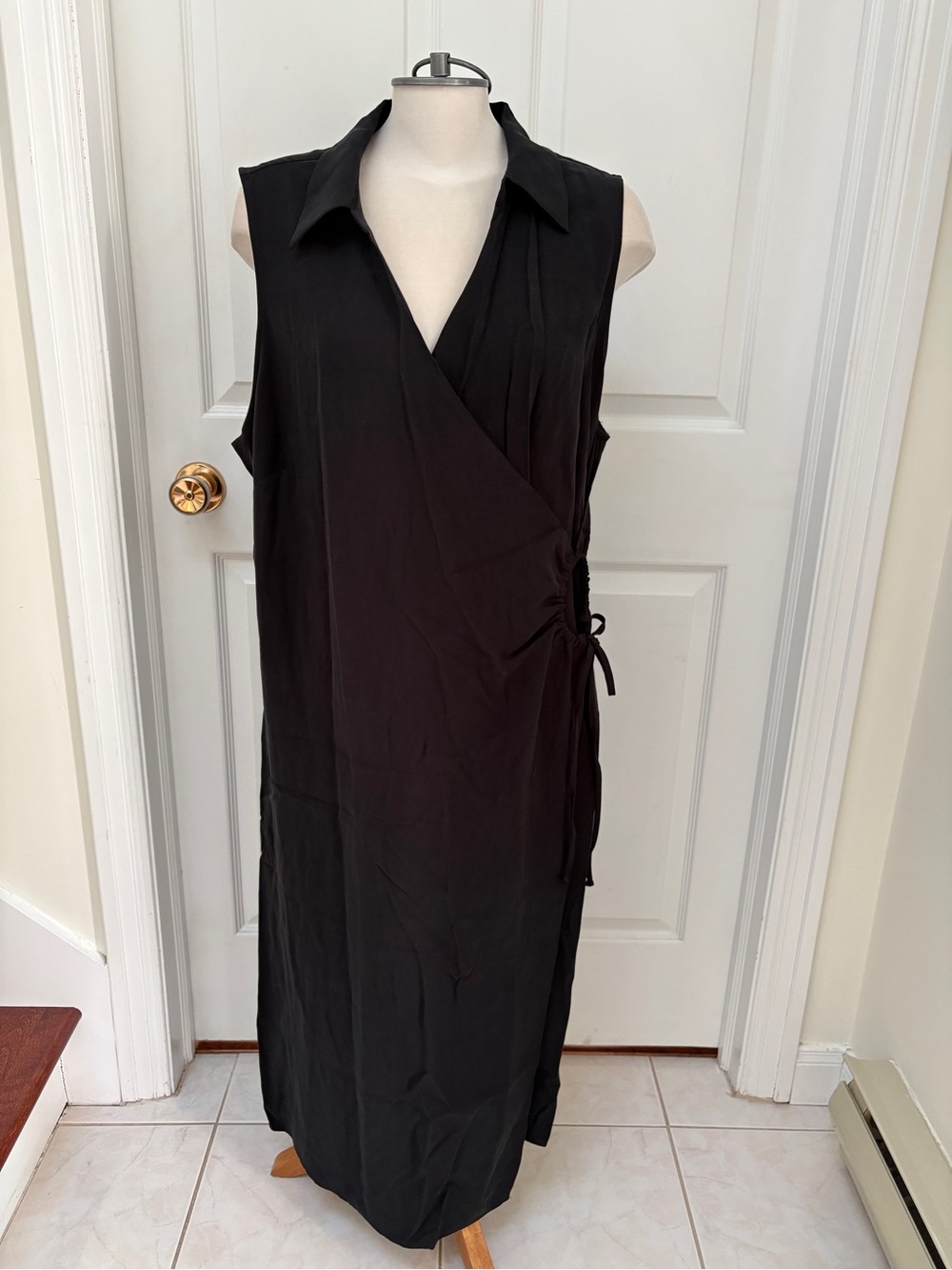 Joe Fresh Sleeveless Black Wrap Maxi Dress - plus size